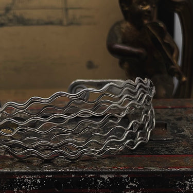 Modern Waveform Spiral Tip Cuff Bracelet