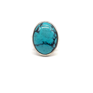 Vintage India Turquoise Cabochon Statement Ring