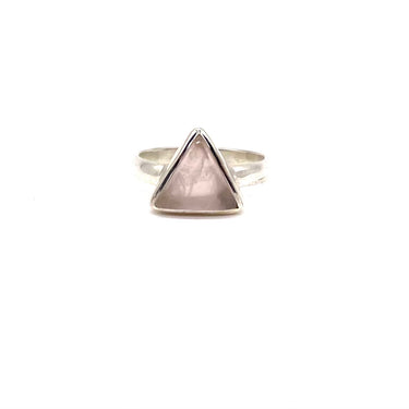 Rose Quartz Triangle Ring