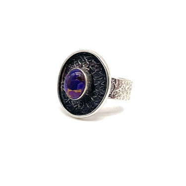 Bezal Set Purple Turquoise Shield Ring