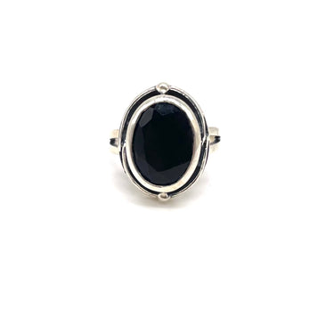 Modern Pebbled Oval Onyx Ring