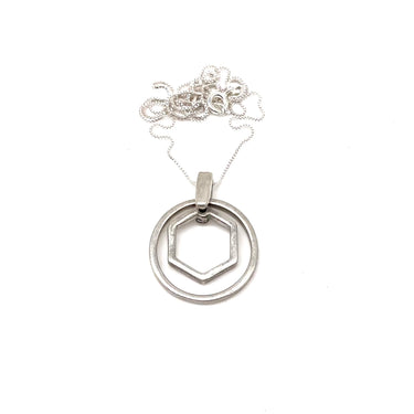 Open Work Modern Double Shape Pendant Necklace