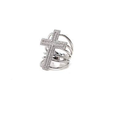 Multi Band C Z Inlay Cross Ring
