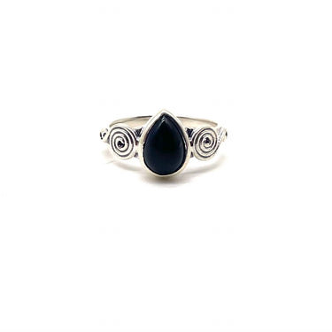 Swirled Onyx Teardrop Ring