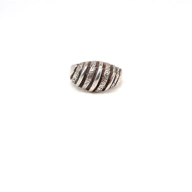 Modern Ribbed Diamond Cut Ring