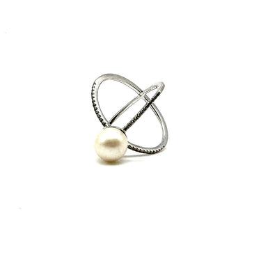 Modern C Z Trimmed Multi Band Pearl Ring