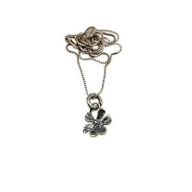 Petite Oxidized Floral Pendant Necklace