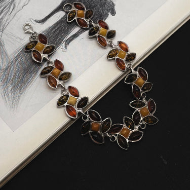 Amber Cluster Link Bracelet