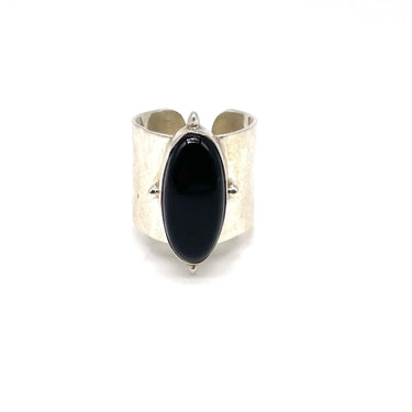 Modern Open Oval Onyx Ring