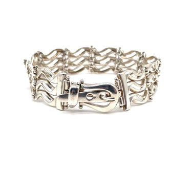 Vintage Modern Wavy Belt Buckle Chain Bracelet