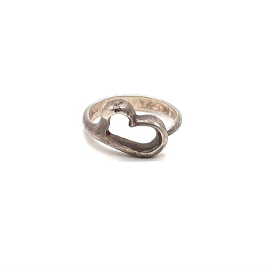 Oxidized Open Work Heart Ring