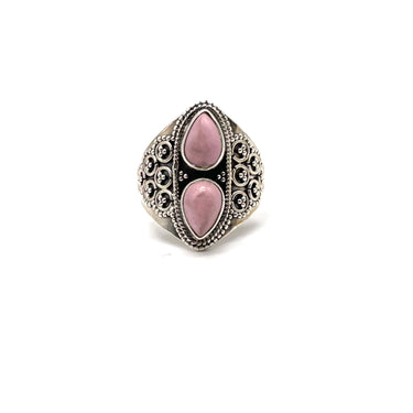 Ornate Double Pink Quartz Ring