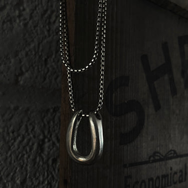 Modern Open Work Horseshoe Pendant Necklace