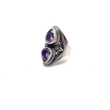 Ornate Double Amethyst Ring