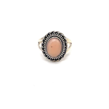 Rope Trimmed Angel Skin Coral Ring