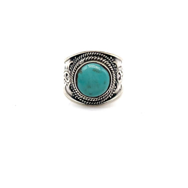 Rope Trimmed Ornate Turquoise Ring