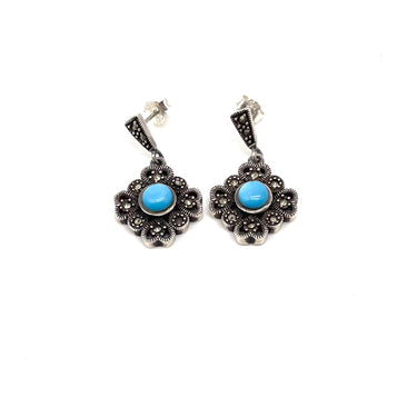 Turquoise & Marcasite Dangle Earrings