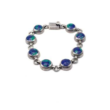 Stamped Azurite Circle Statement Bracelet