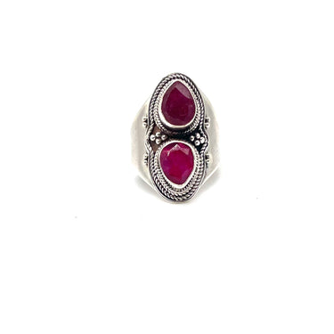 Doubled Glass Ruby Pebbled Ring