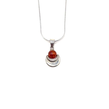 Crescent Moon Amber Pendant Necklace