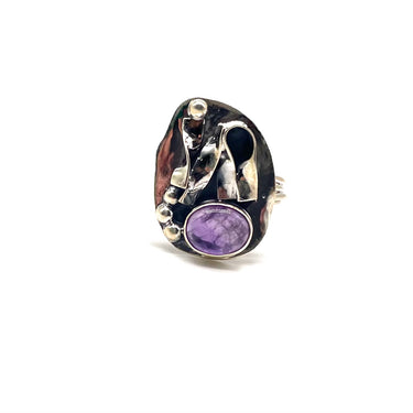 Brutalist Amethyst Ring