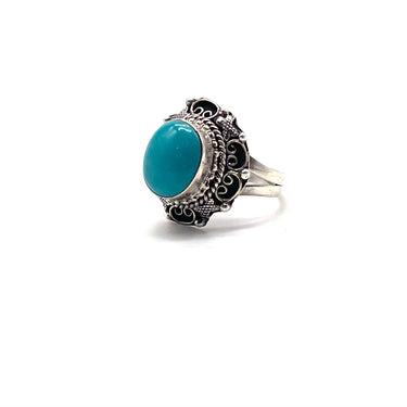 Ornate Trimmed Turquoise Ring