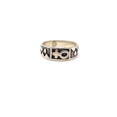 Enameled Pebbled Ankh Ring