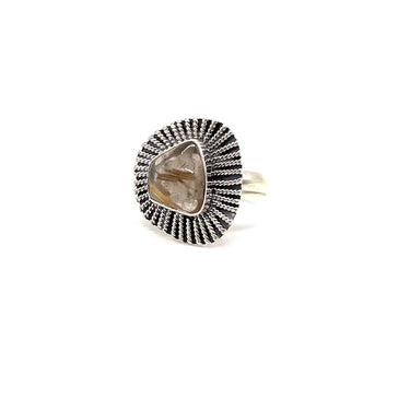Pebbled Rutilated Quartz Ring