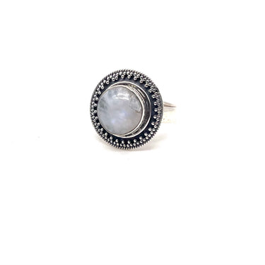 Pebbled Circle Moonstone Ring