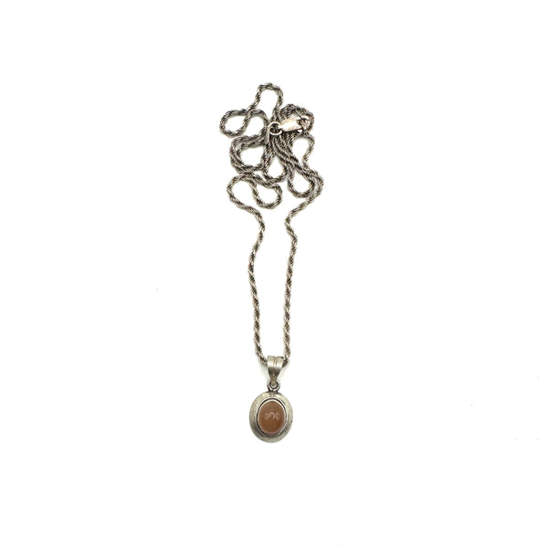Orange Agate Cabochon Pendant Necklace