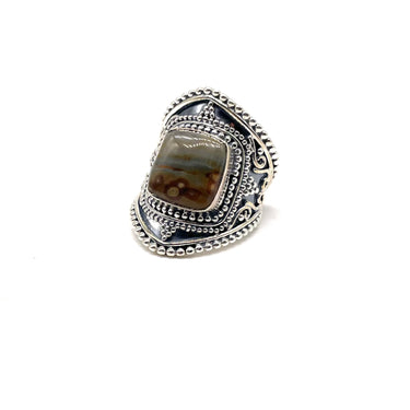 Ornate Trimmed Jasper Ring