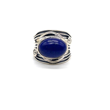 Wired Open Work Oval Lapis Ring