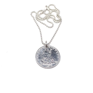 Vintage 1876 U.S. Seated Liberty Dollar Coin Necklace Pendant