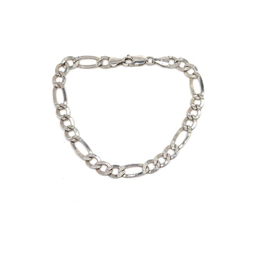 ITALY Stamped Figaro Chain Link Bracelet