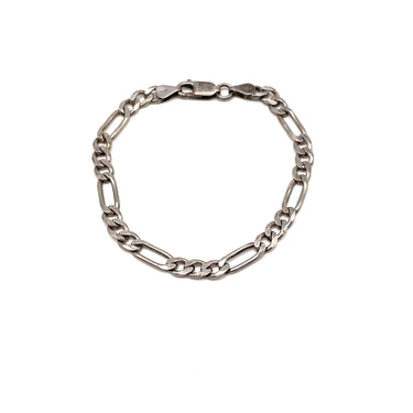 ITALY Stamped Oxidized Figaro Chain Bracelet