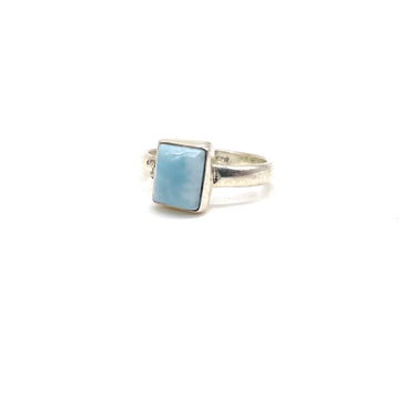 Modern Rectangular Larimar Ring