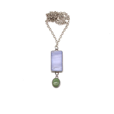 Purple & Green Gemstone Dangled Pendant Necklace