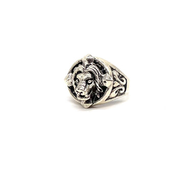 Ornate Lion Head Fleur De Lis Statement  Ring