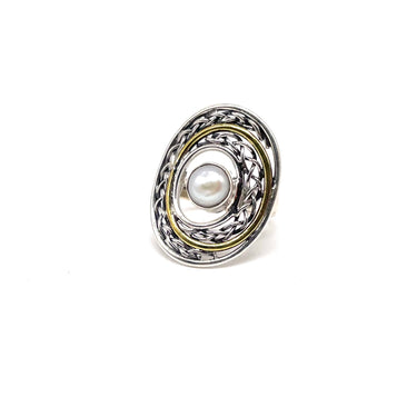 Two Tone Swirled Pearl Ring