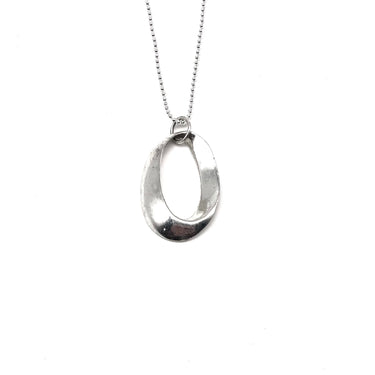 Modern Open Work Oval Pendant Necklace