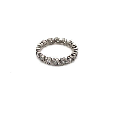 Swirled C Z Stackable Band Ring