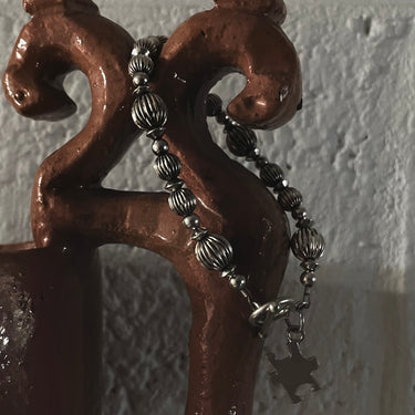 Beaded Puzzle Charm Pendant Bracelet