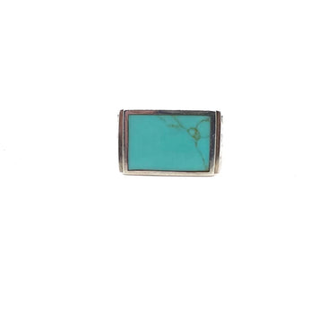 Vintage Turquoise Inlay Filigree Statement Ring