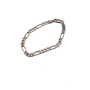 ITALY Stamped Oxidized Figaro Chain Bracelet