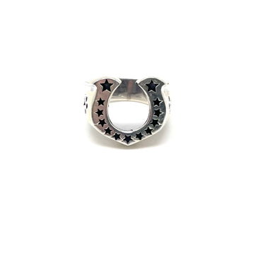 Star Trimmed Horseshoe Ring