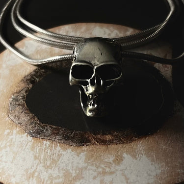 3D Skull Head Pendant Statement Necklace