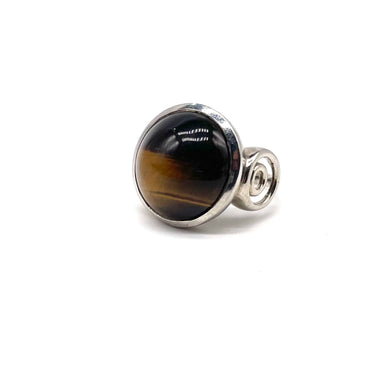 Swirled Trim Circle Tiger’s Eye Ring