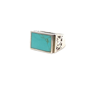 Vintage Turquoise Inlay Filigree Statement Ring