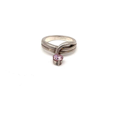Twisted Band Dangled Pink C Z Ring