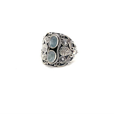 Double Moonstone Detailed Ring